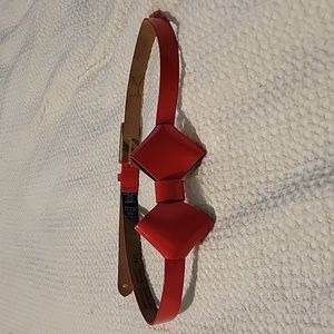 Ted Baker Red Patent Bow Belt - L